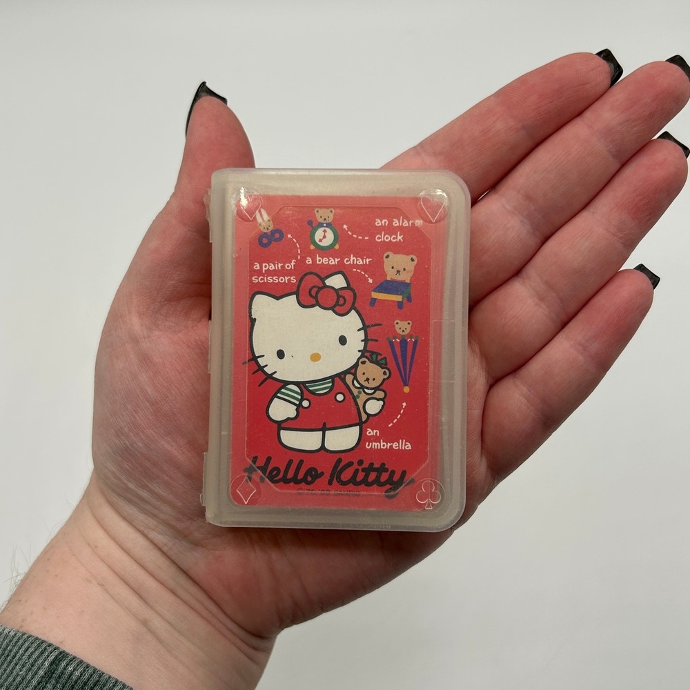 Vintage 1989 Hello Kitty Sanrio Miniature Playing Cards Red Japan Travel Case